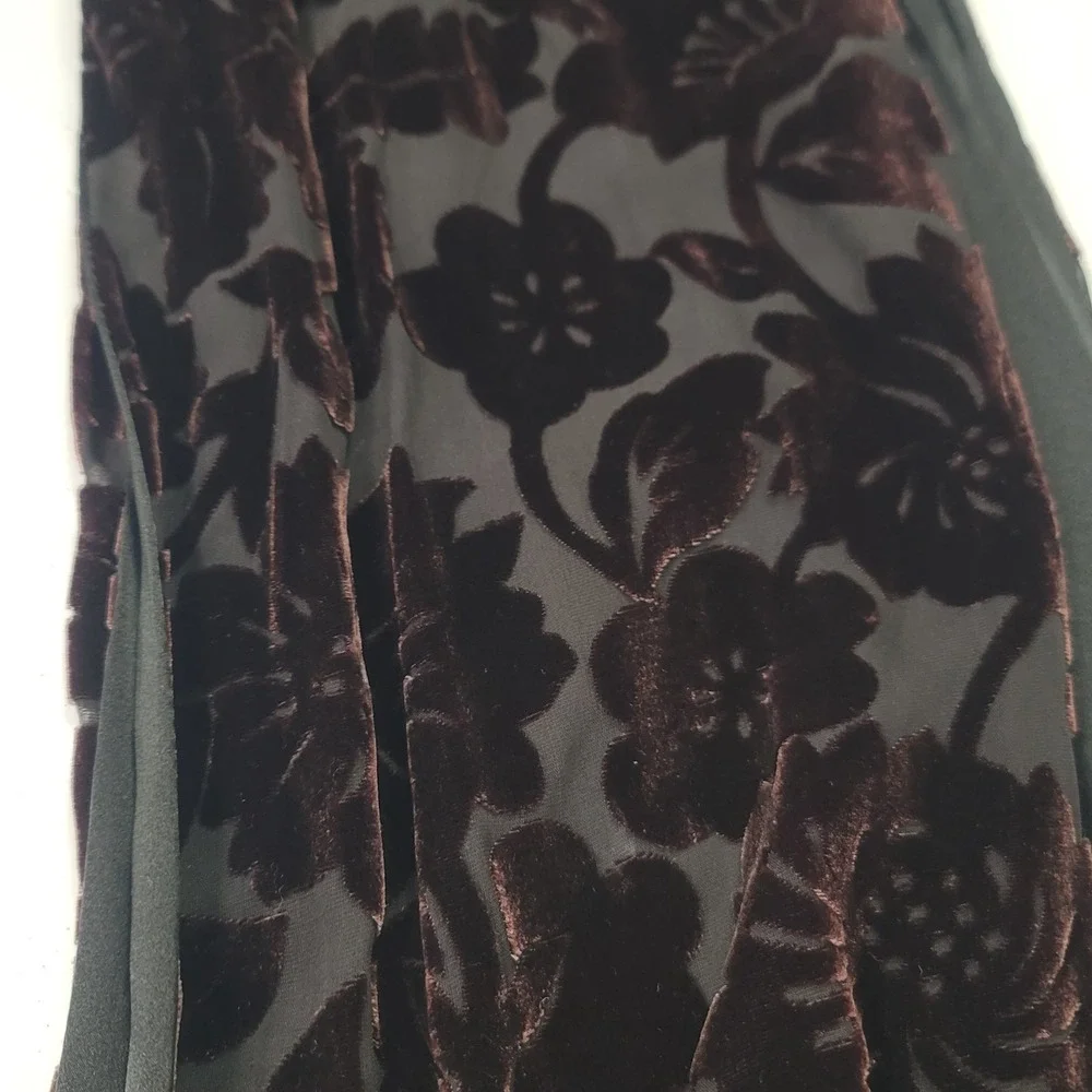 Petite Sophisticate Rayon Silk Velvet Burnout Scarf Brown Whimsigoth Witchy Y2K‎